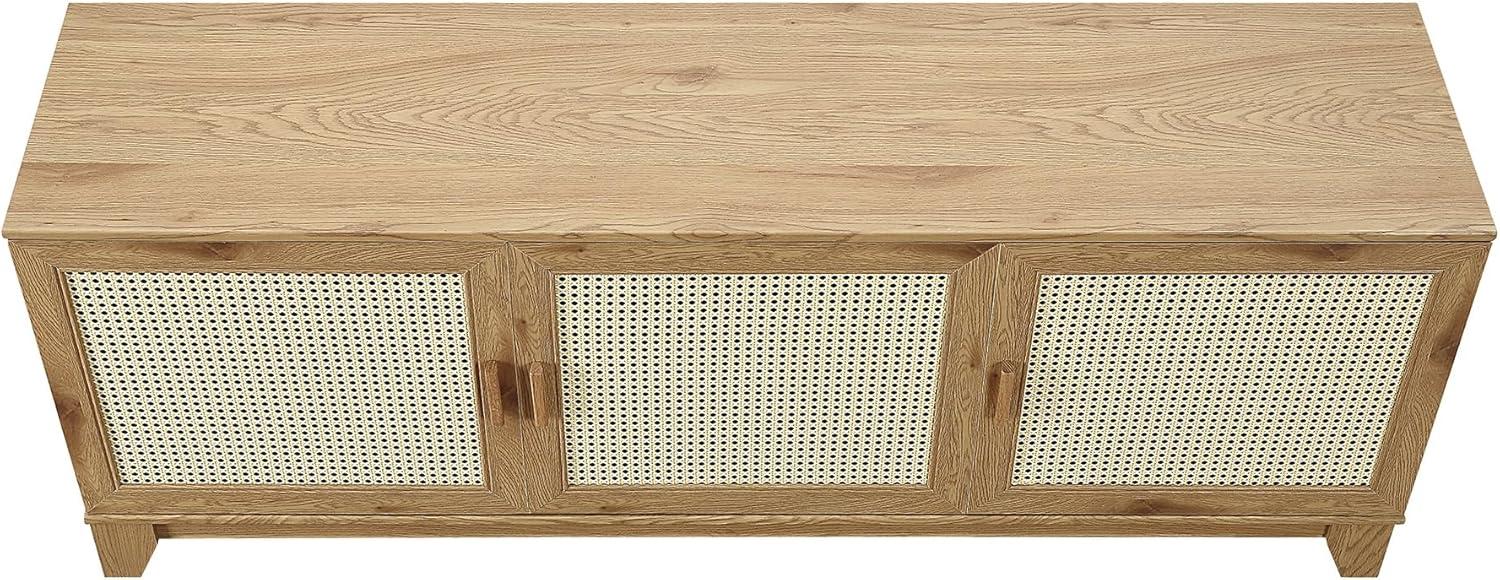 Manhattan Comfort Sheridan Modern 6 Shelf Cane TV Stand for TVs up to 55" Natural: Media Console with Cable Management