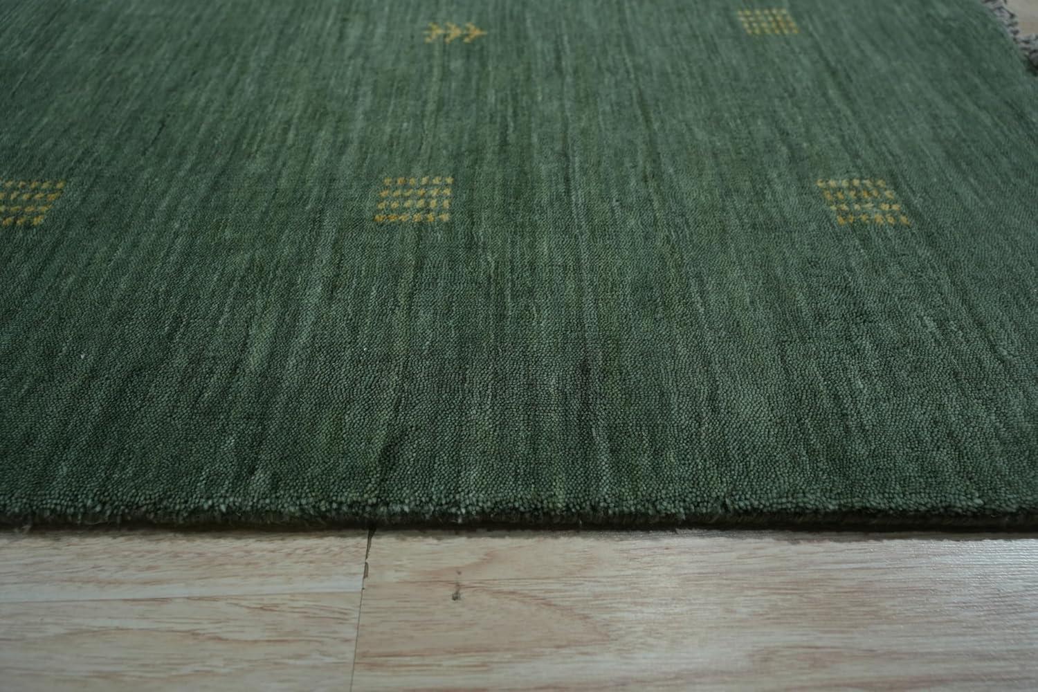 EORC Green Hand Knotted Wool Contemporary Lori Baft Rug, 9' x 12'