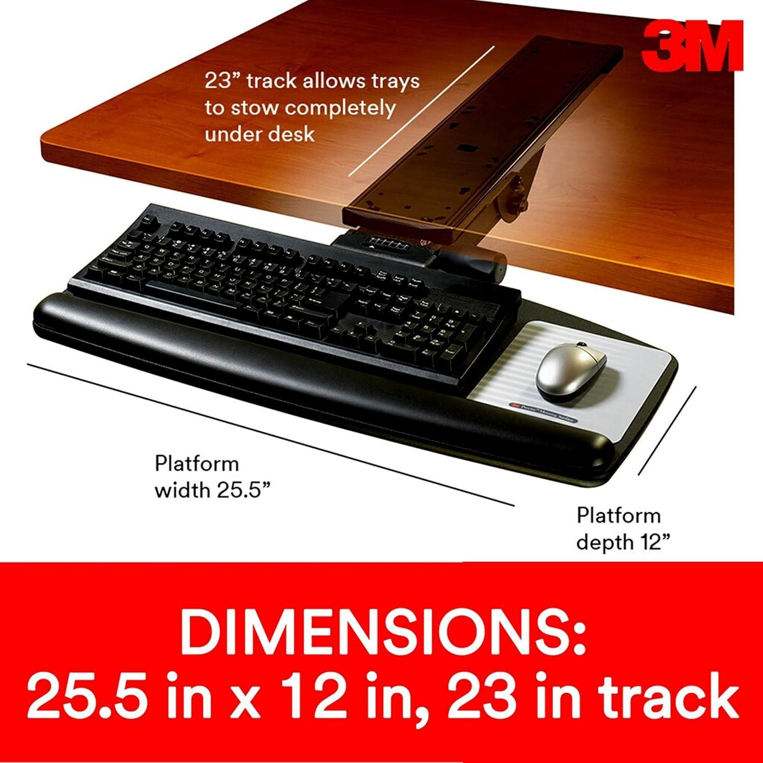 3M™ AKT90LE Adjustable Keyboard Tray, Black/Charcoal