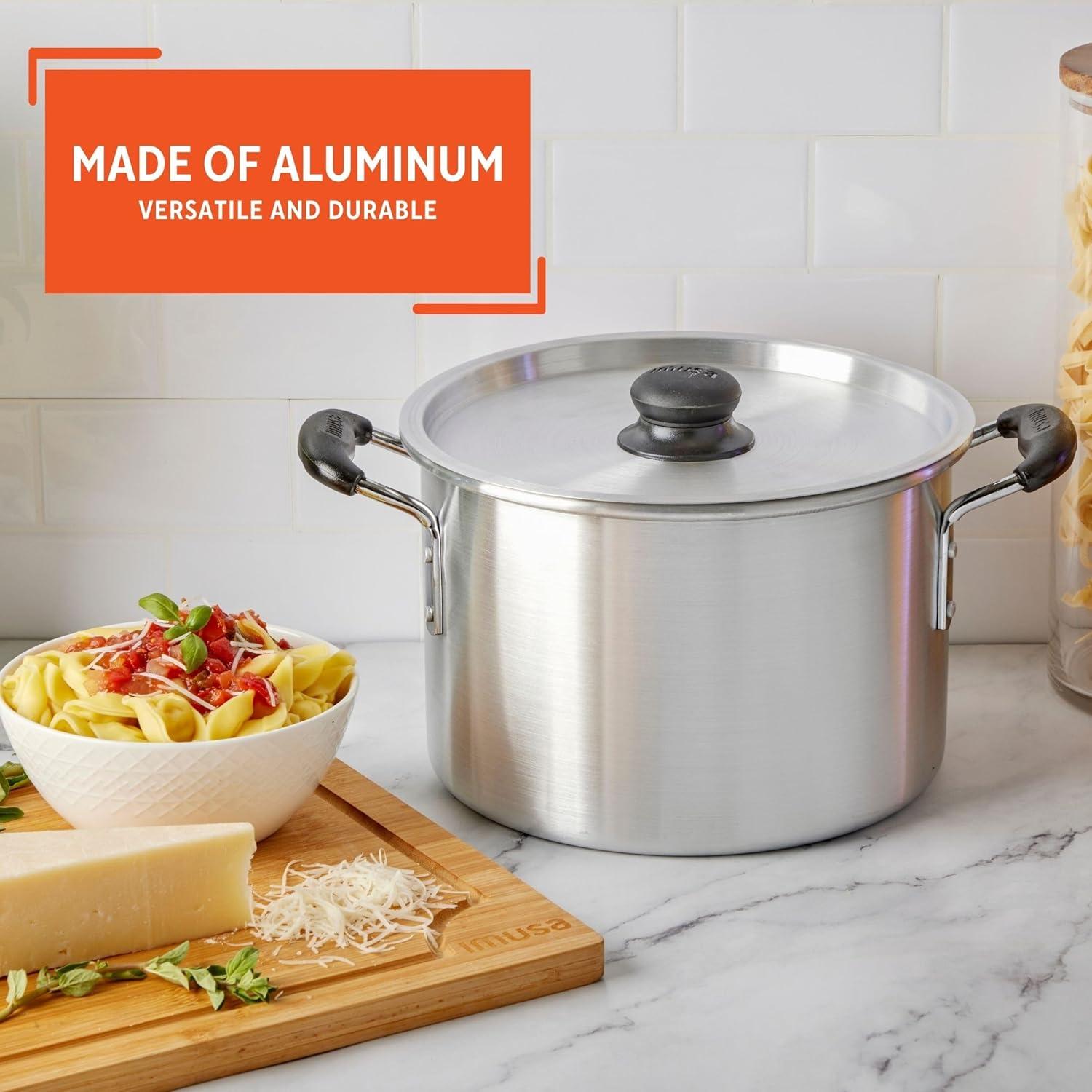 Imusa 8Qt Aluminum Stock Pot with Lid