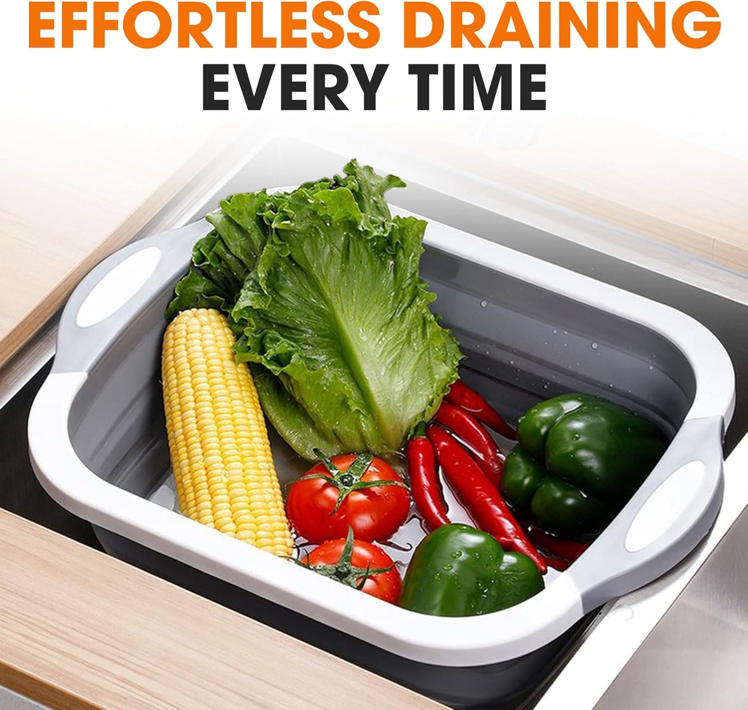 Cheer Collection Collapsible Cutting Board, Gray