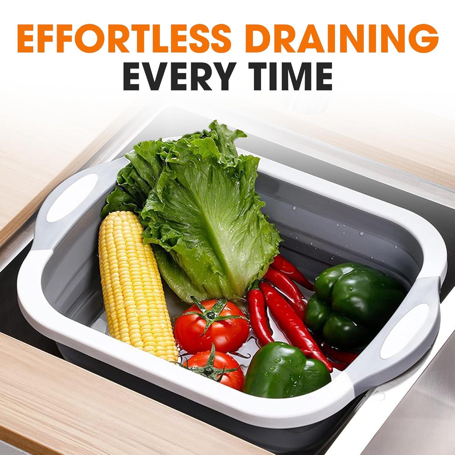 Cheer Collection Collapsible Cutting Board, Gray