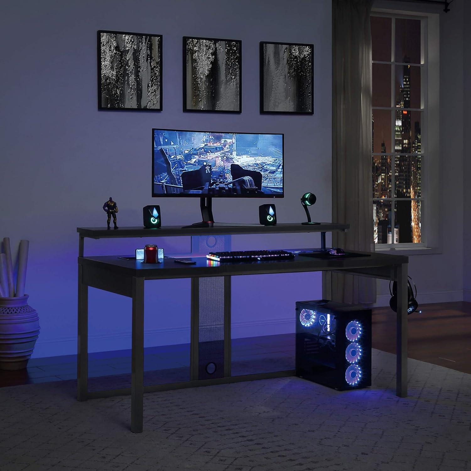 Adaptor 63" Gaming Desk in Black Steel Metal