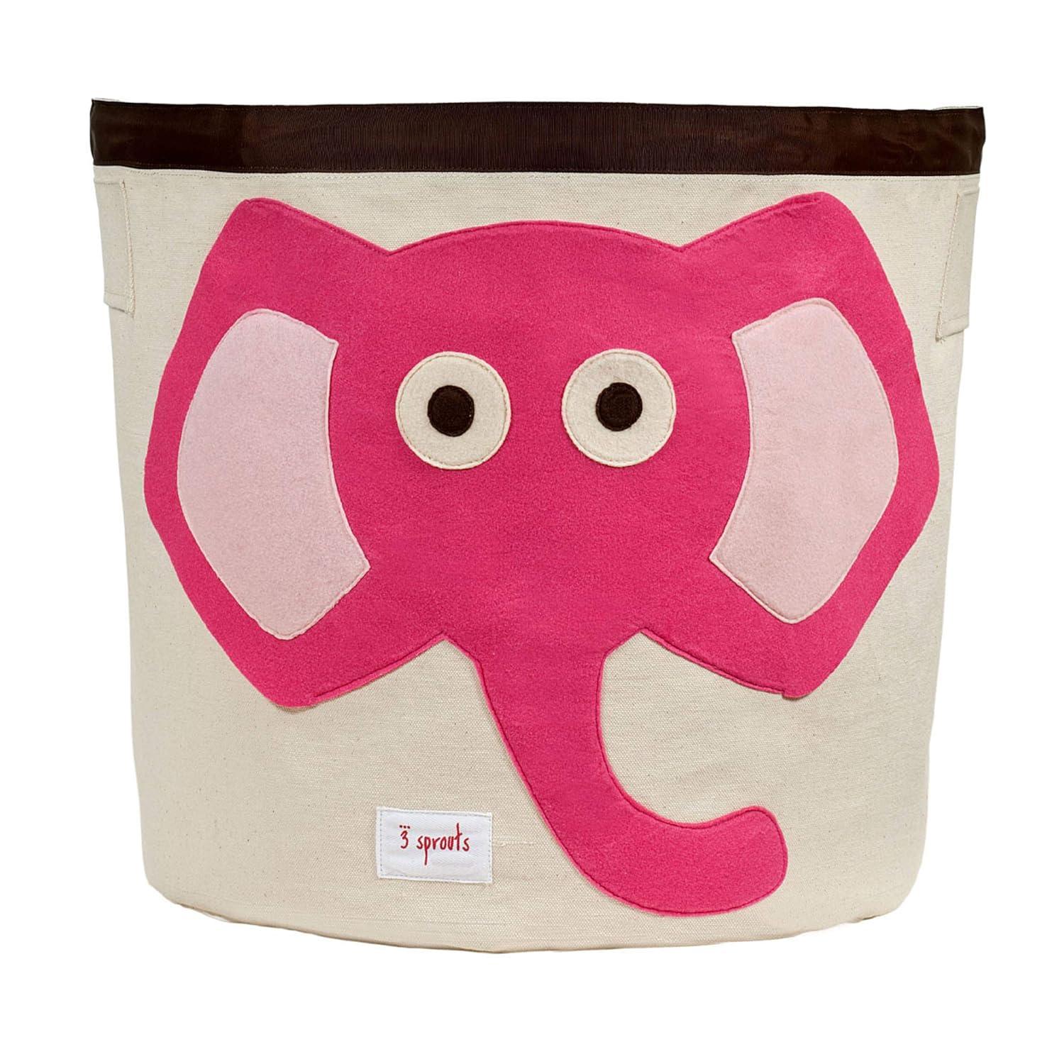 3 Sprouts - Canvas Storage Bin - Laundry and Toy Basket for Baby and Kids - Elephant