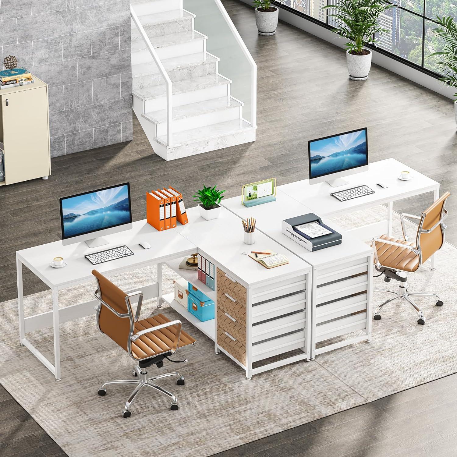 Tribesigns 59" L-Shaped Computer Desk, Reversible Corner Office Desk for Home Office, White