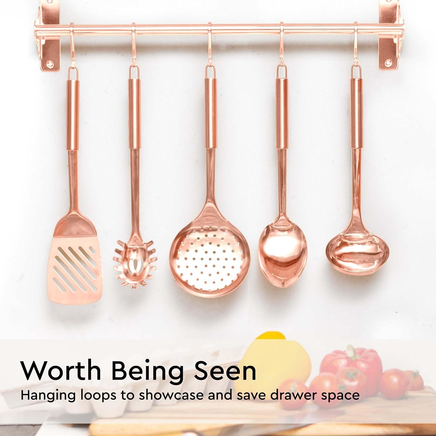 Styled Settings Copper Stainless Steel Cooking Utensils Set