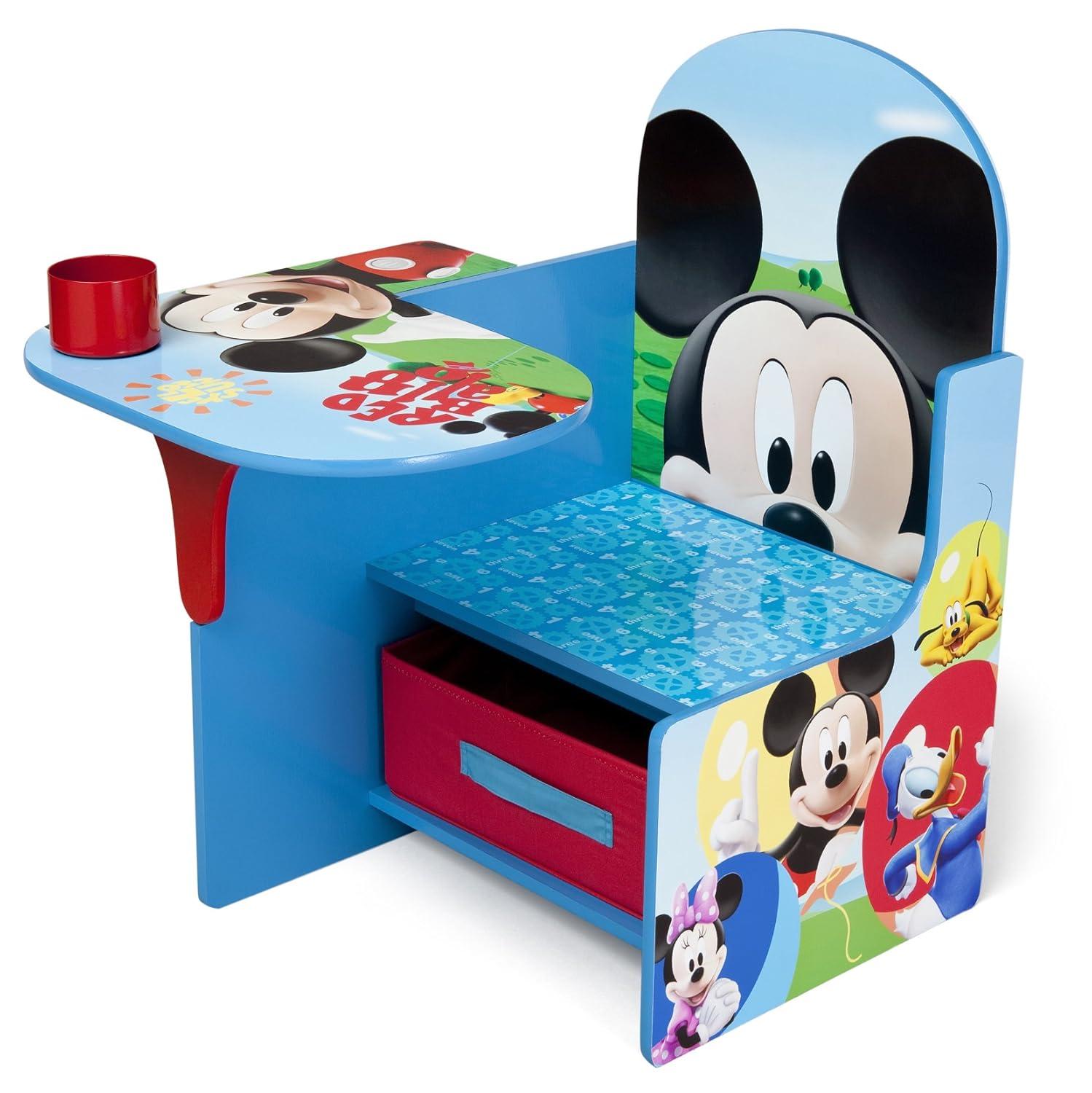 Mickey Mouse Inspired Blue Study Desk & Chair Set with Cup Holder