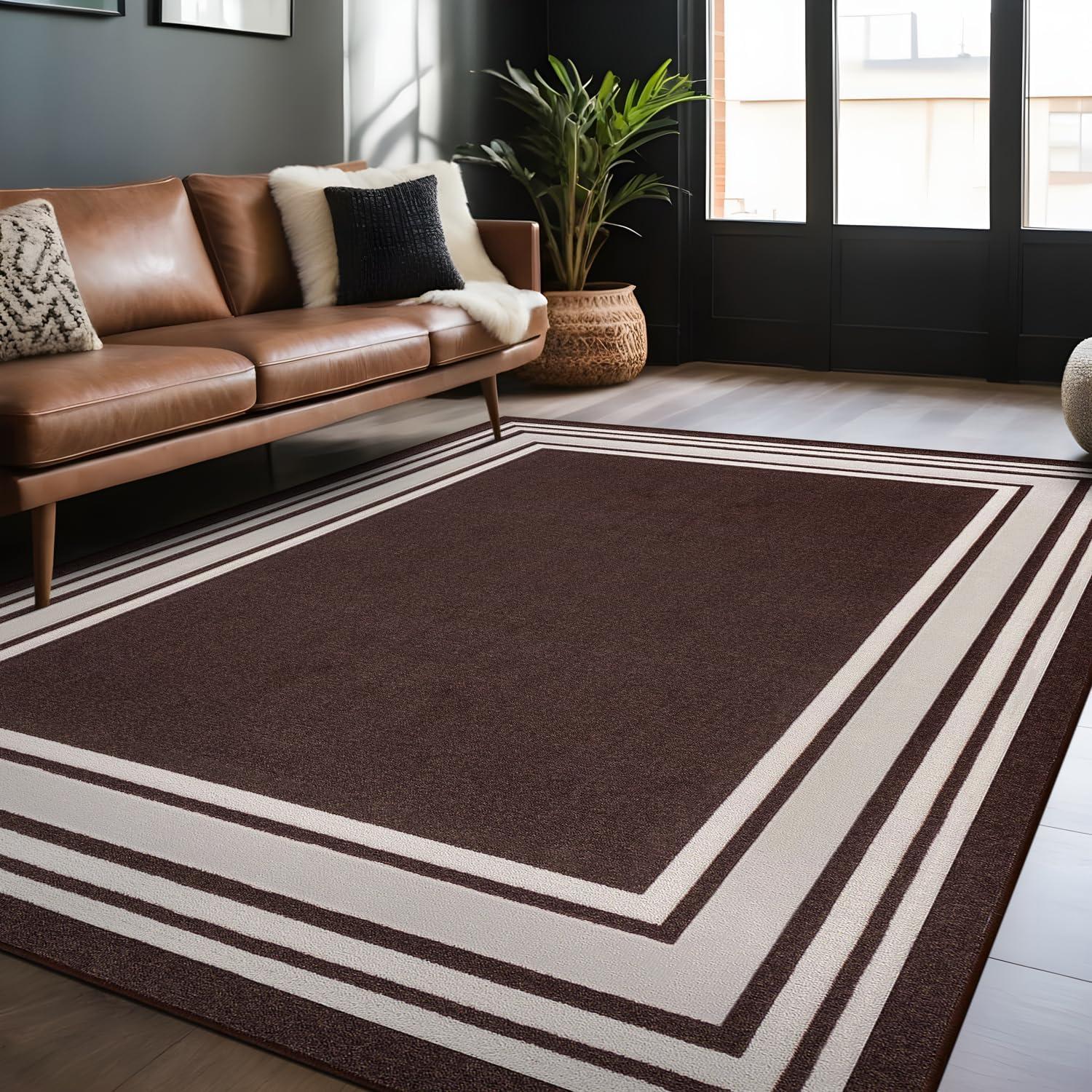 Quiogue Brown Non-Slip Area Rug