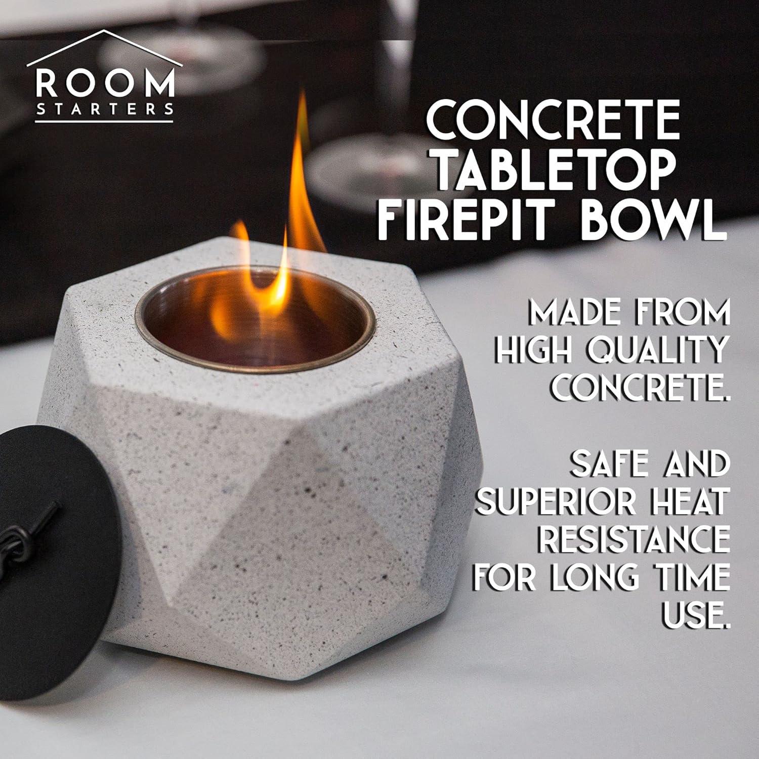 Geometric Concrete Tabletop Fire Pit with Gel Fuel