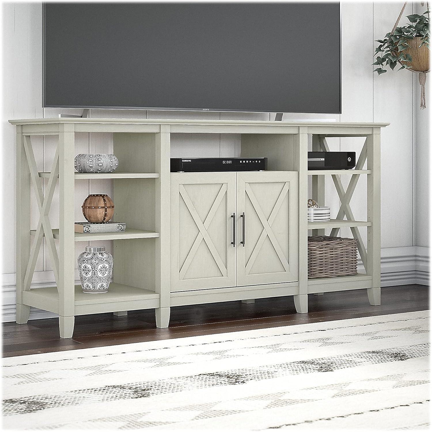 Bush Furniture Key West Tall TV Stand for 65 Inch TV in Linen White Oak