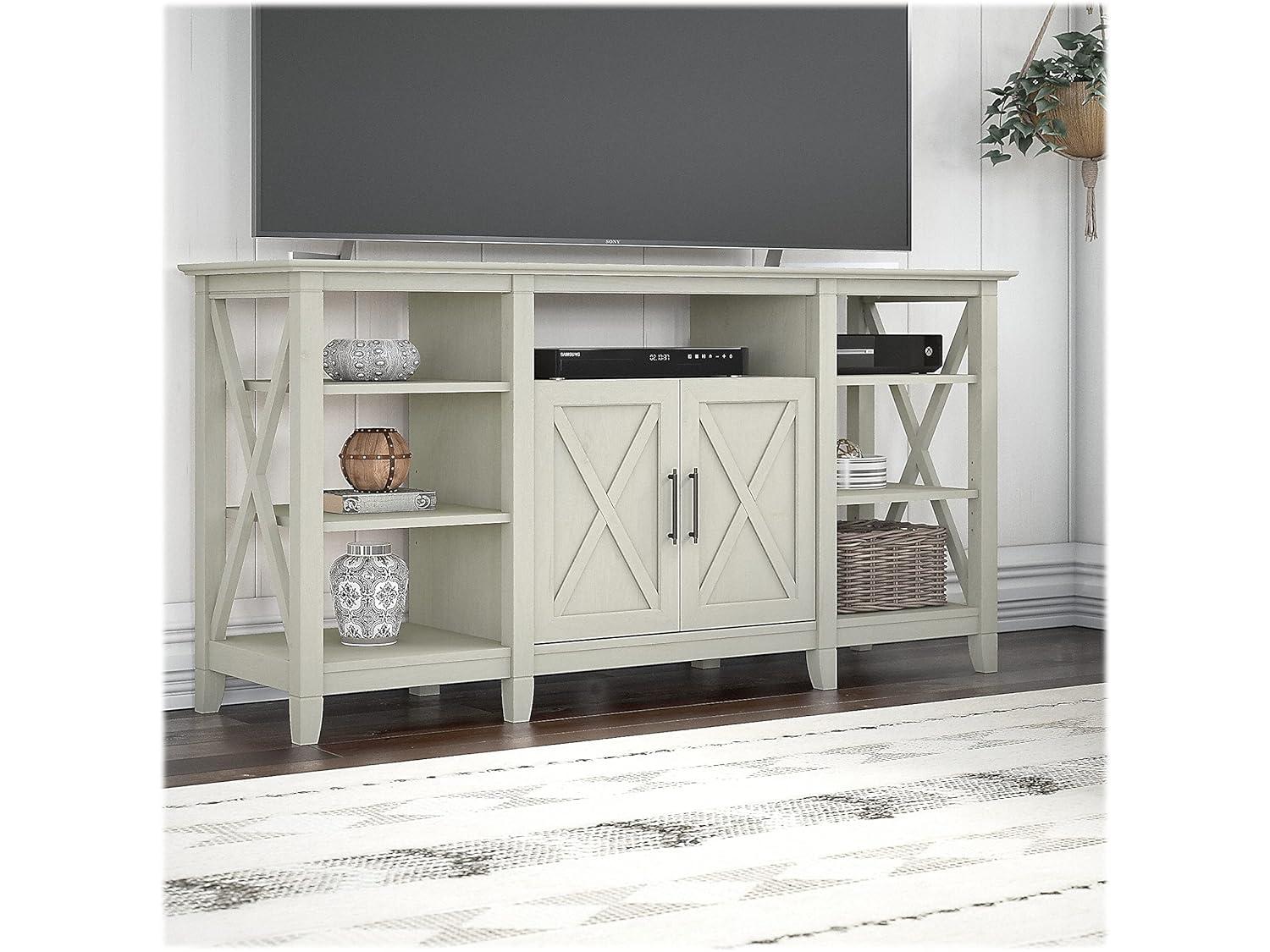 Bush Furniture Key West Tall TV Stand for 65 Inch TV in Linen White Oak