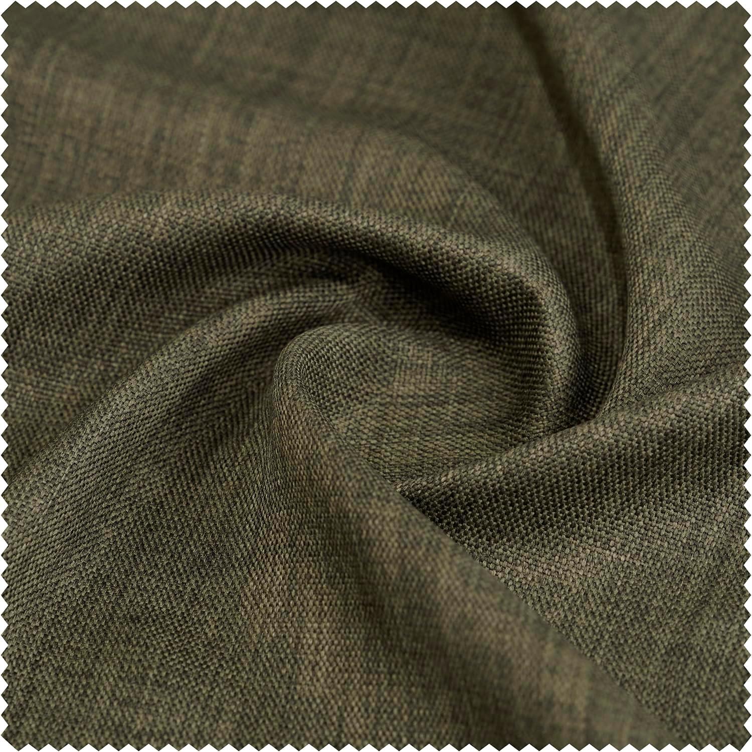 HPD Half Price Drapes Khaki Green Faux Linen Room Darkening Curtains for Bedroom & Living Room Curtains (1 Panel), Door & Window Curtains 84 inches long, Rod Pocket Curtains, 50W X 84L