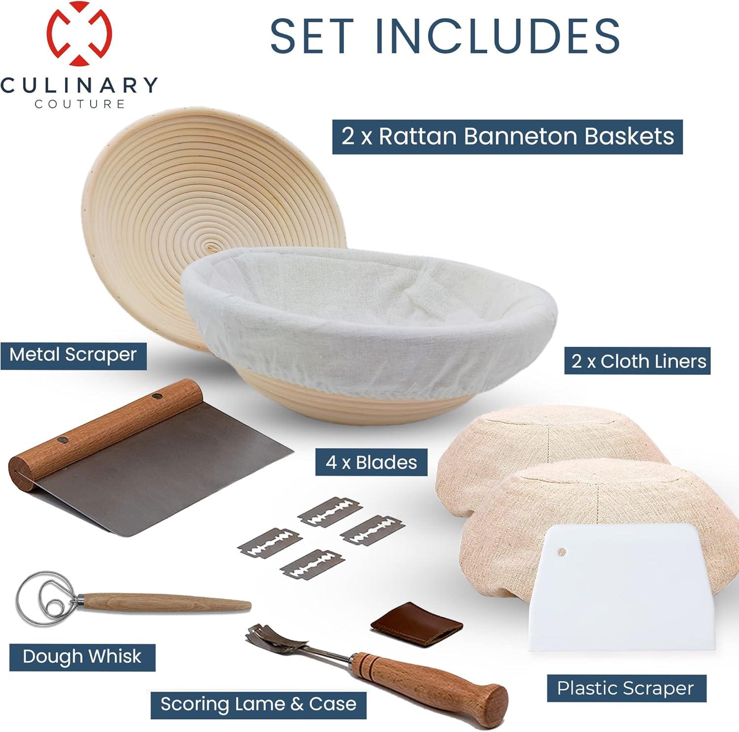 Round Rattan Sourdough Proofing Basket Set with Accessories