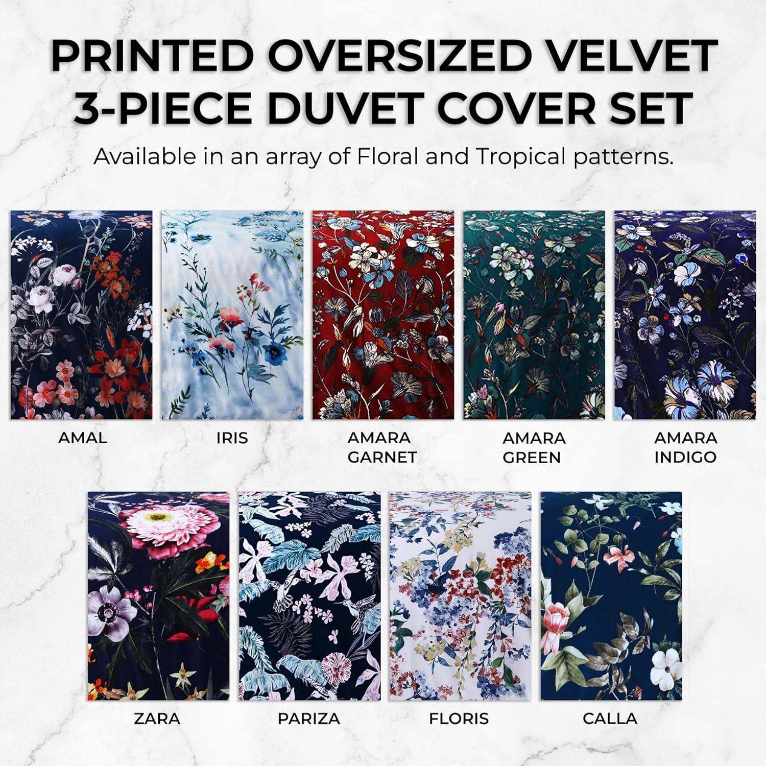 Amara Digital Printed Oversized Velvet Duvet Covet Set - Tribeca Living