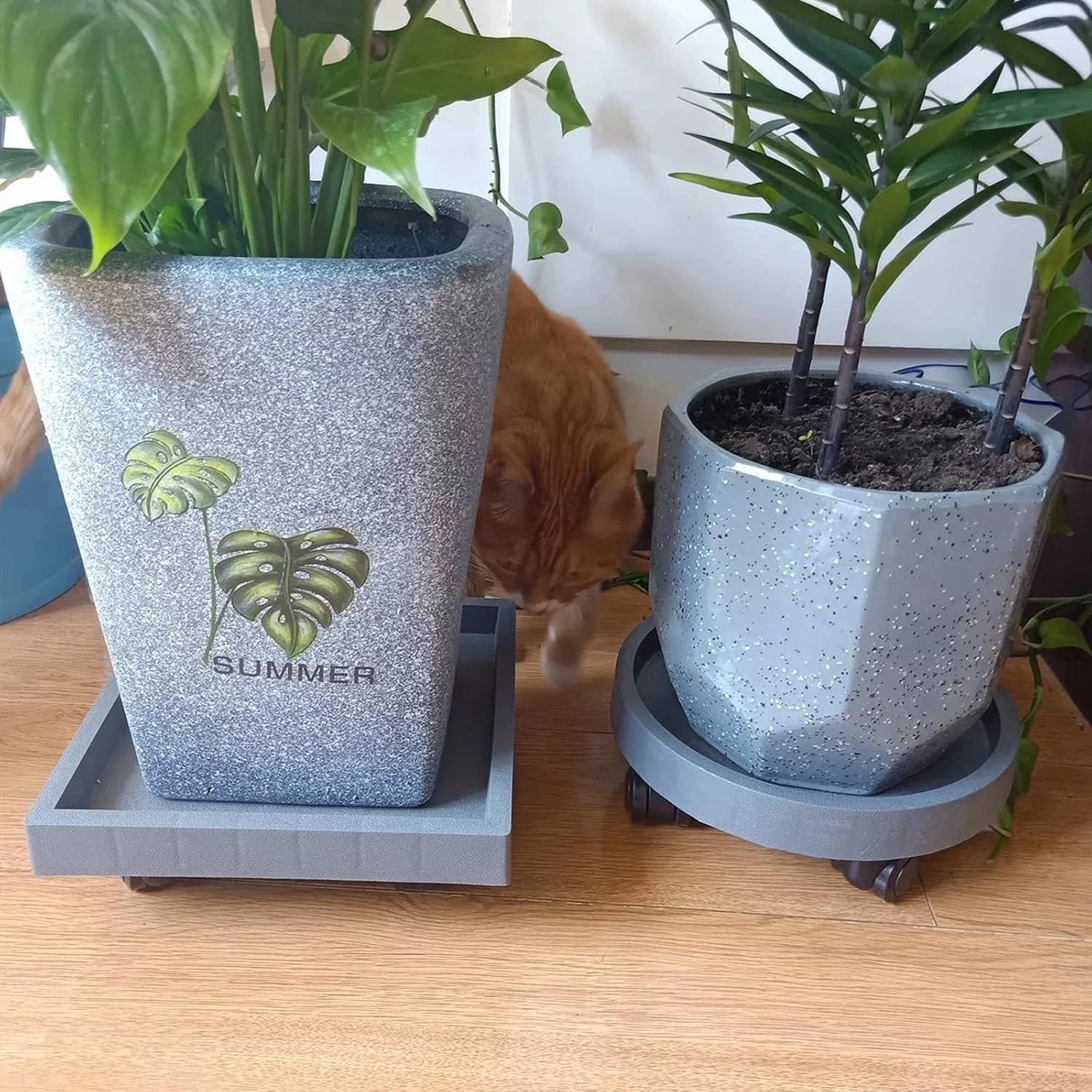 2 Pack of 14 Inch Heavy Duty Plant Caddy with Wheels,Rolling Plant Stand Pot Trolley,Wheeled Planter Saucer Tray,Potted Flower Mover Dolly with Casters Round Coaster for Indoor Outdoor