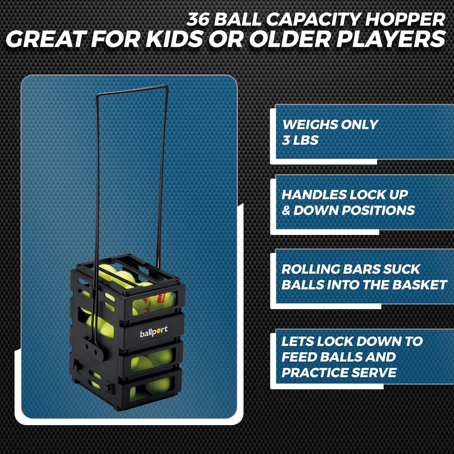 Tourna Mini BALLPORT Tennis Ball Pick Up Hopper (Red)