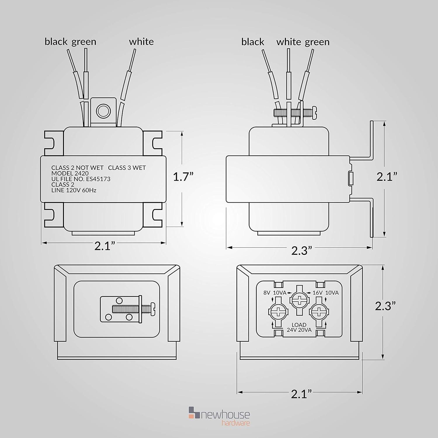 Compact Tri-Volt Doorbell Transformer for Smart Video Doorbells