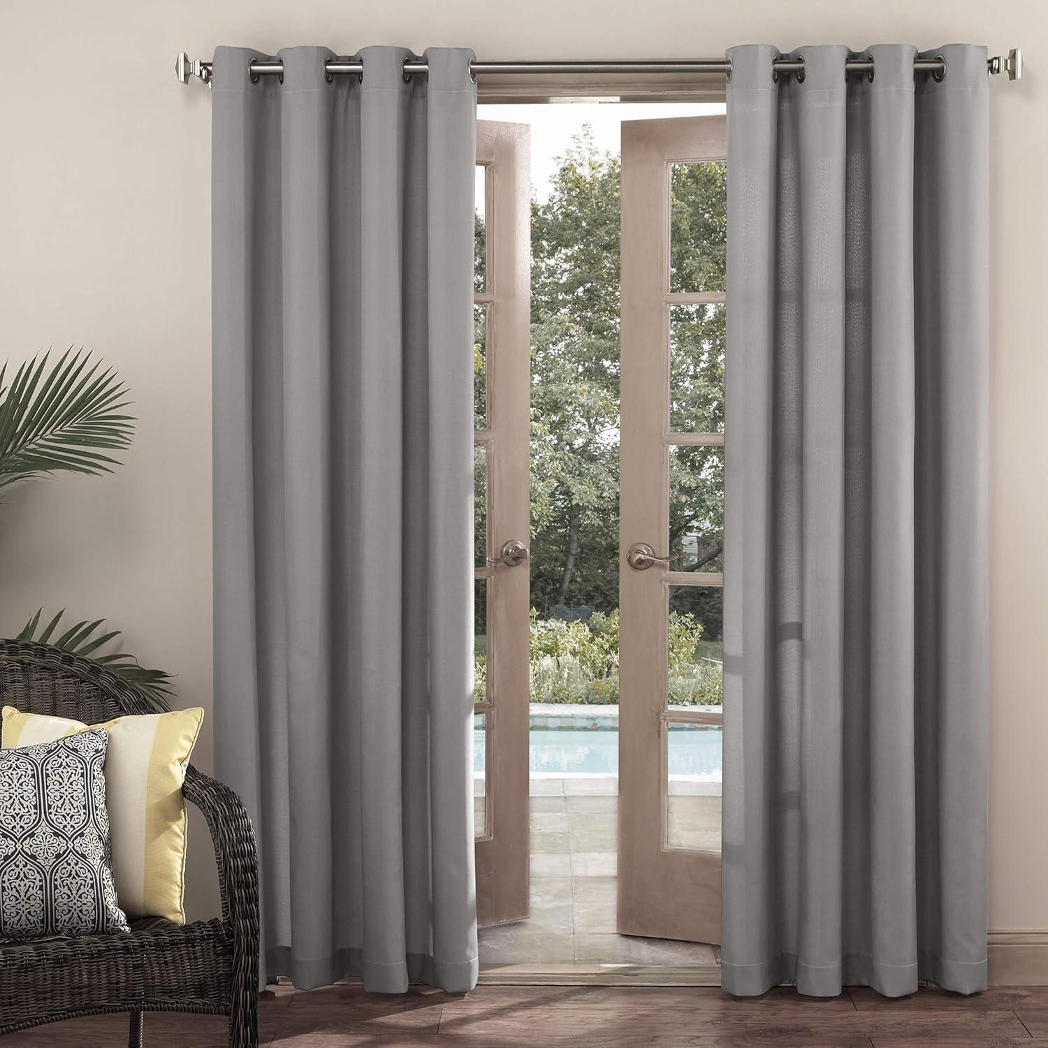 Sun Zero Sailor Indoor/Outdoor UV Protectant Room Darkening Grommet Curtain Panel, 54"x95", Gray