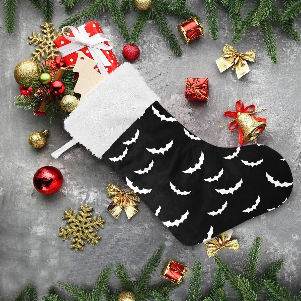 Hotbar Christmas Stocking Bats Silhouette, Plush Xmas Stockings Stair Fireplace Decoration for Holiday Party Festival 1 Pack