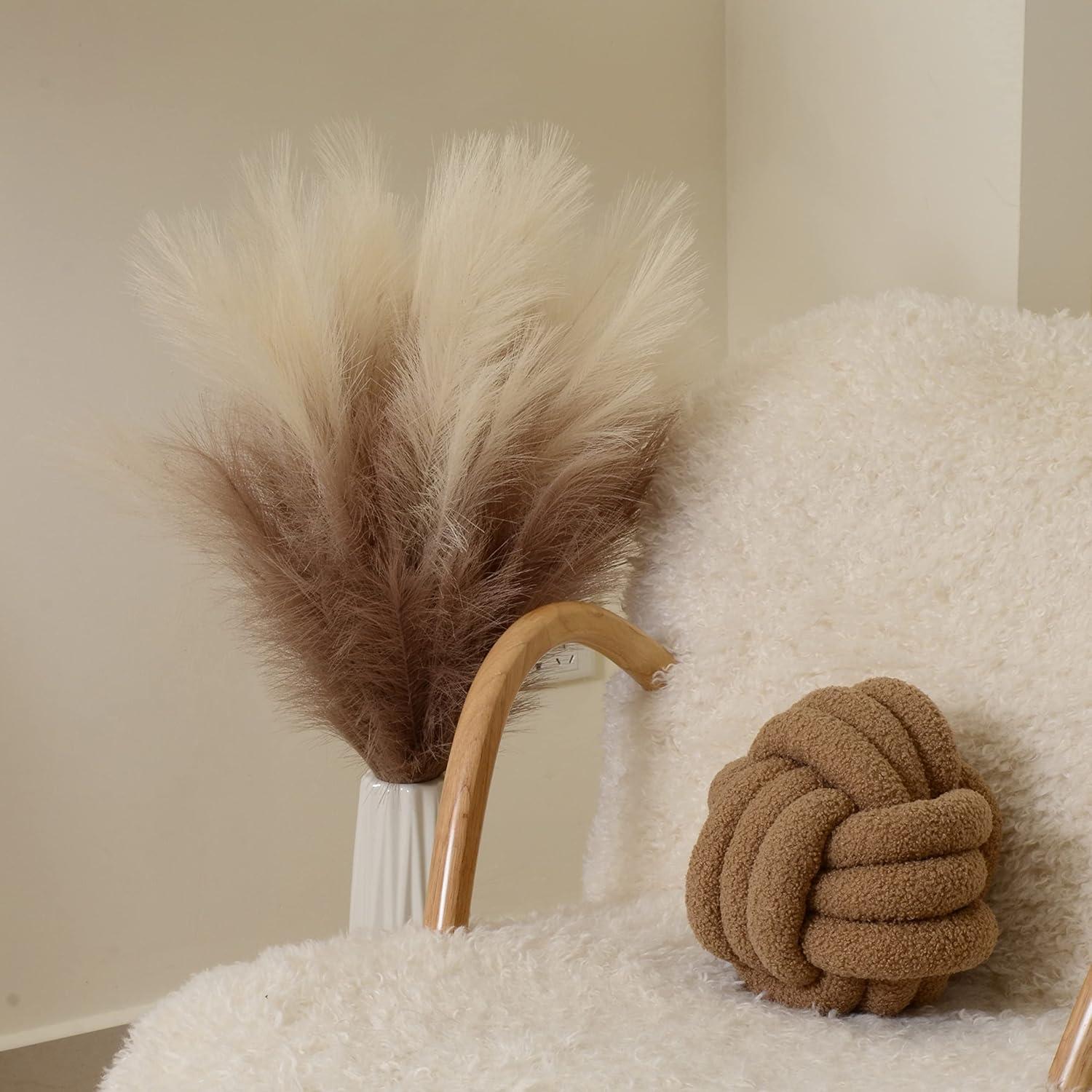 Large Natural Beige Faux Pampas Grass for Floor Vase, 38'' Tall