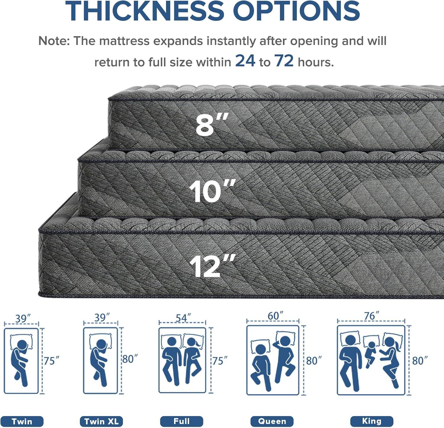 Queen 10-Inch Gray Hybrid Innerspring Mattress