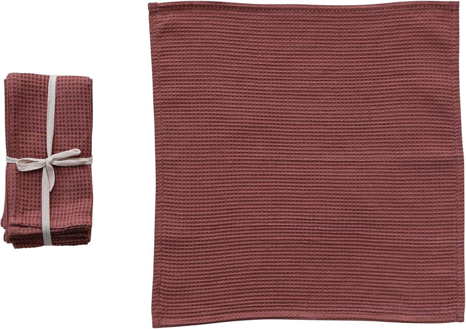 Creative Co-Op 18 Inches Square Woven Linen and Cotton Waffle Dinner Napkins for Kitchen Use, Berry Color, Set of 4