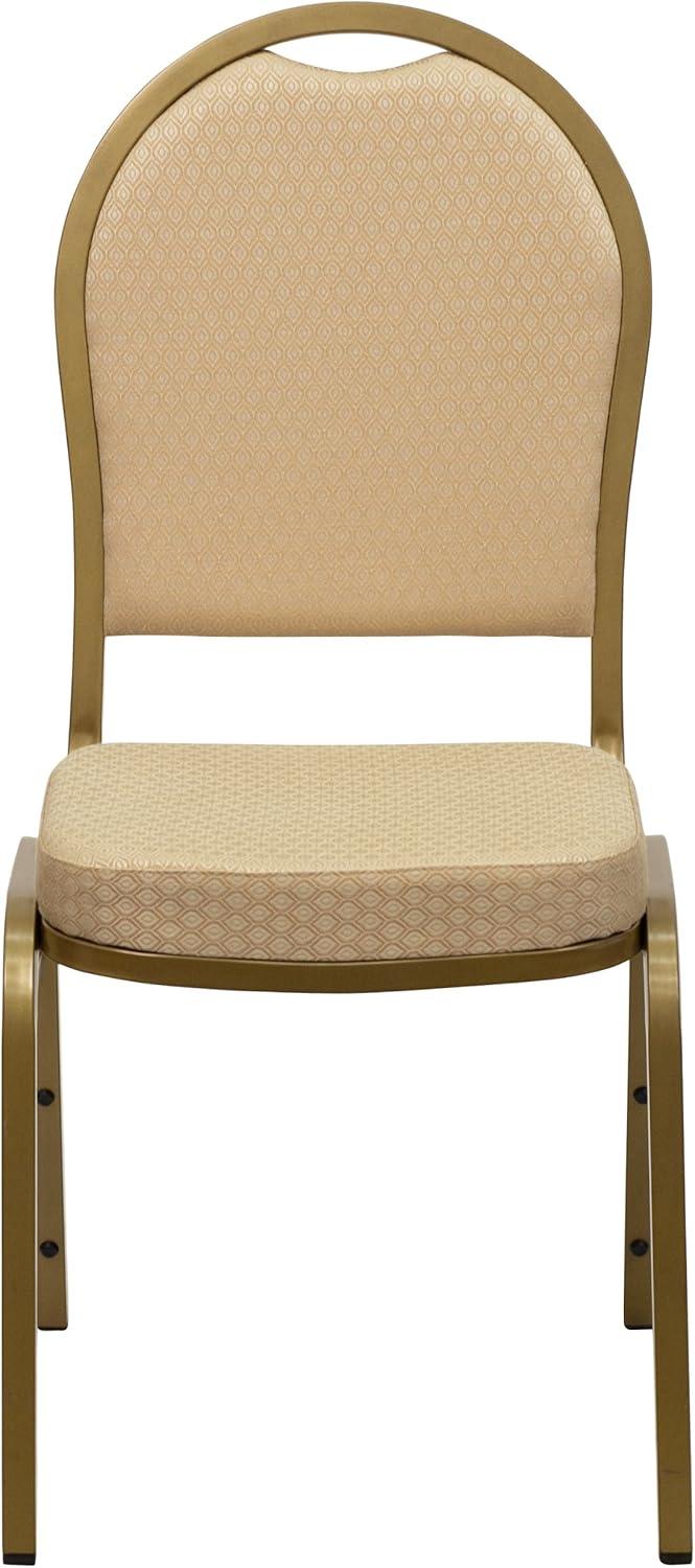 Beige Patterned Fabric Dome Back Stacking Banquet Chair