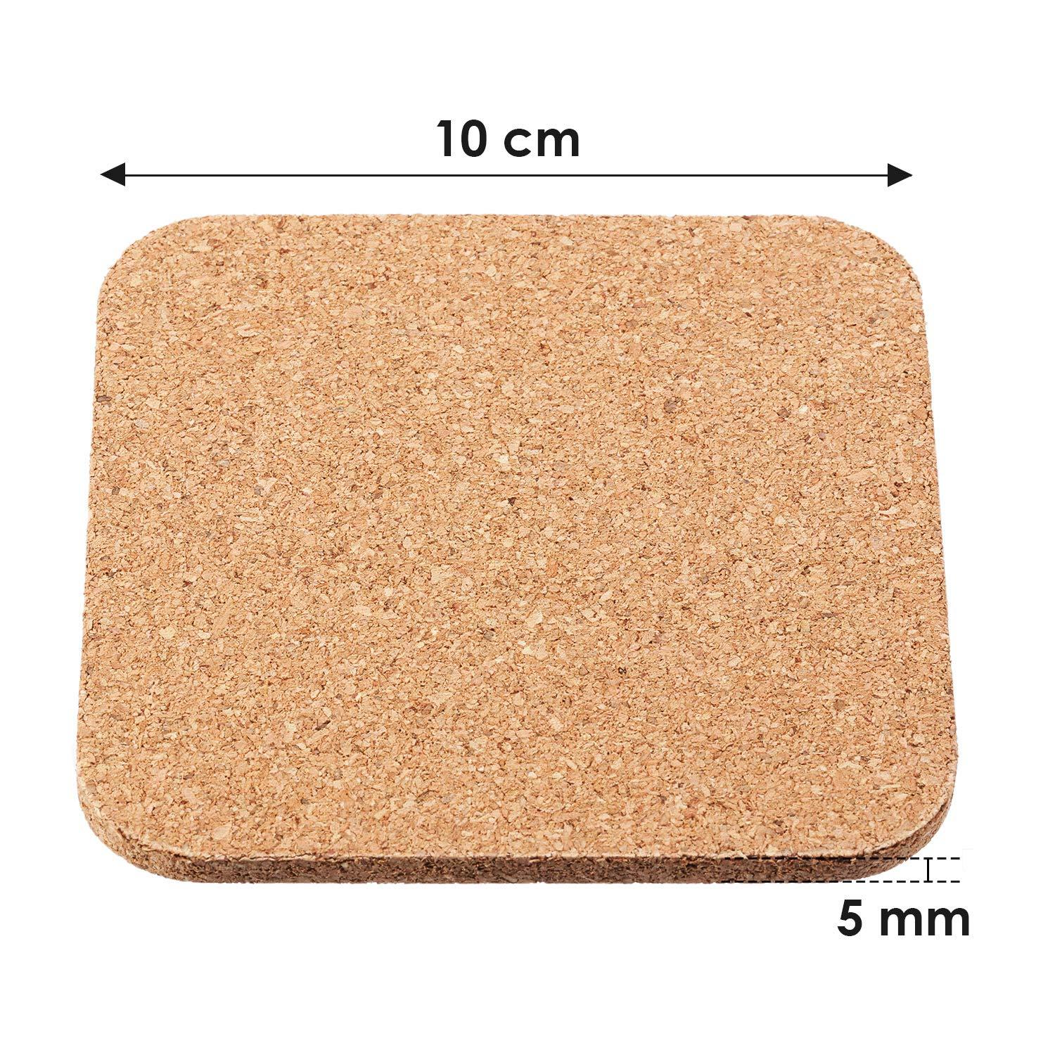 Scheam 12 Pcs Square Cork Coasters Wooden Thick Drink Coasters 4x4 Inch 3mm for Kitchen Restaurant Home Bar Cafe Wedding Supplies,Brown