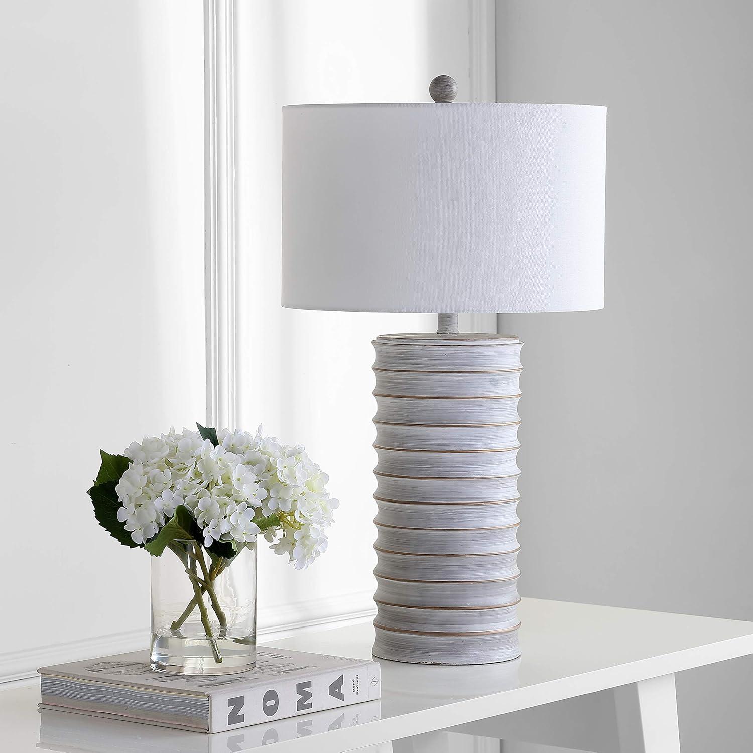 Classical Elegance White Wash Resin Table Lamp Set