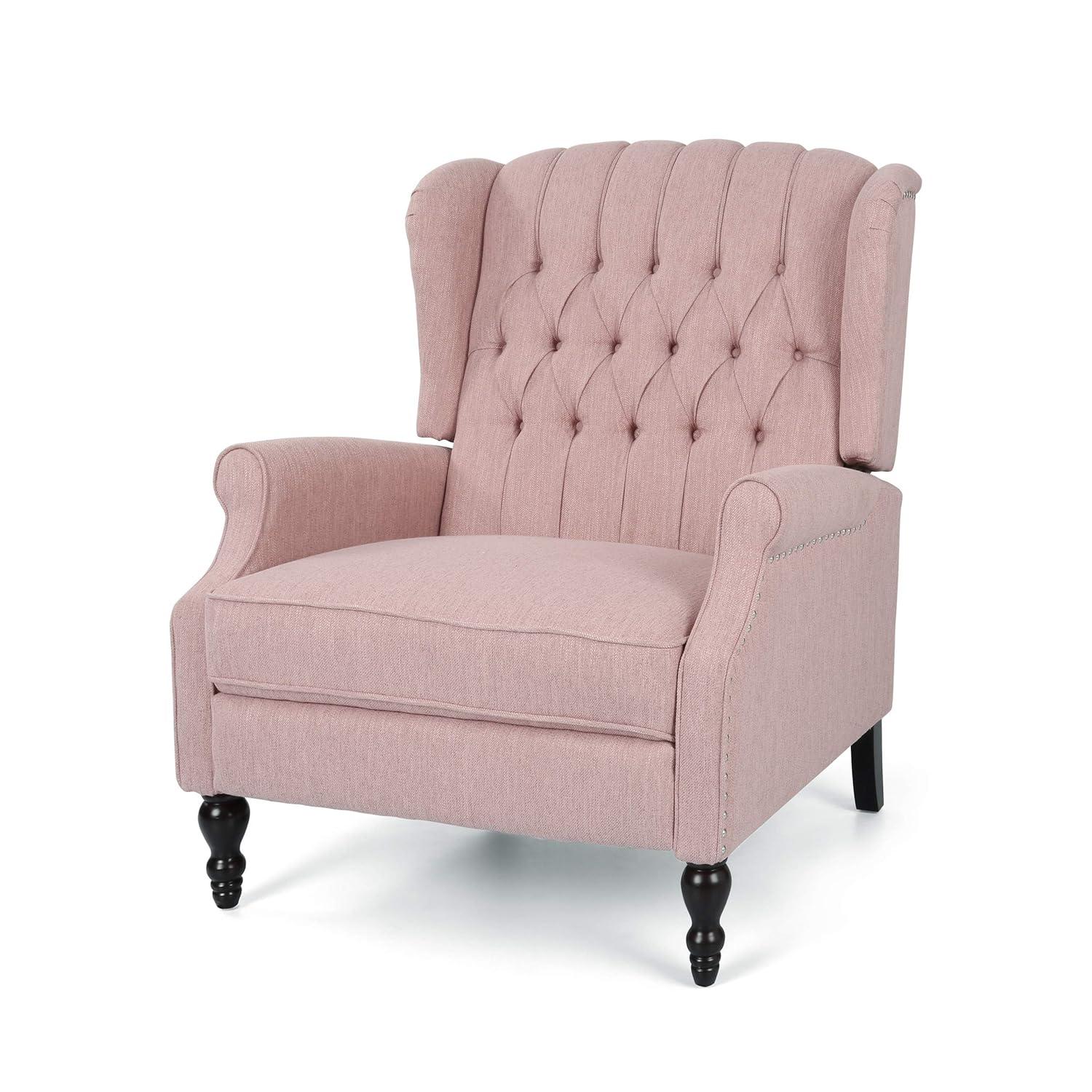 Appaloosa Oversized Wingback Press-Back Recliner Pink - Christopher Knight Home: Chic Tufted, Nailhead Trim, Polyester Upholstery