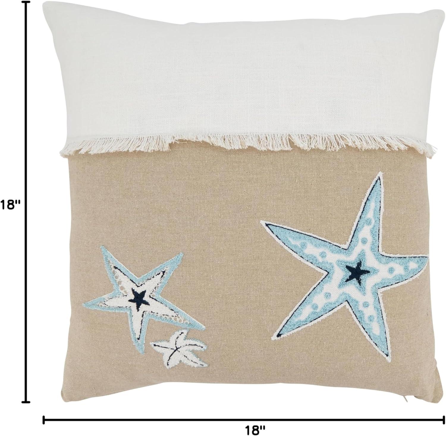 Saro Lifestyle Ocean Breeze Starfish Poly Filled Throw Pillow, Beige, 18"x18"