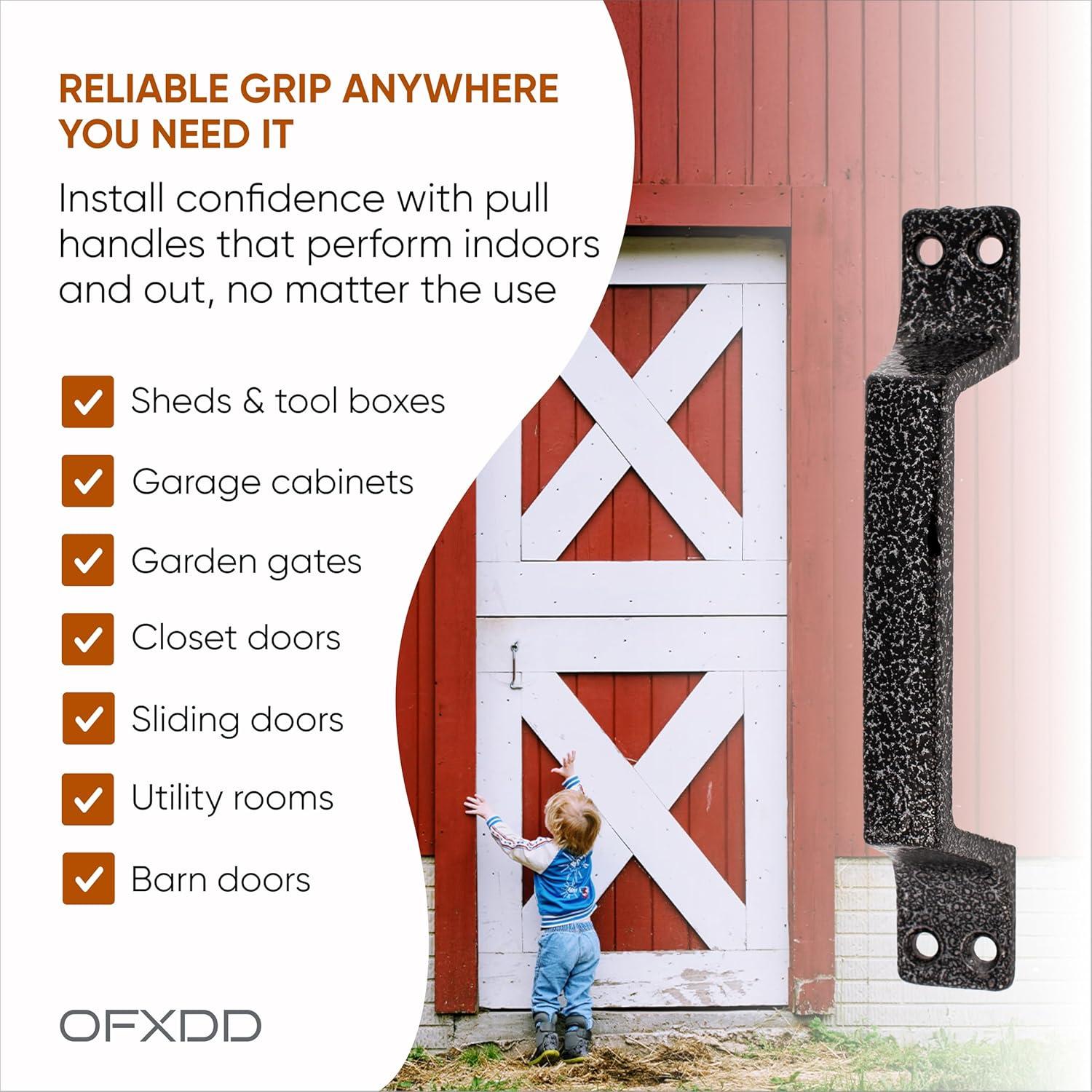 Stainless Steel Pull Handle - Pack of 2 - Heavy Duty Farmhouse Door Black Handle - Utility Metal Gate Pulls Handles Outdoor