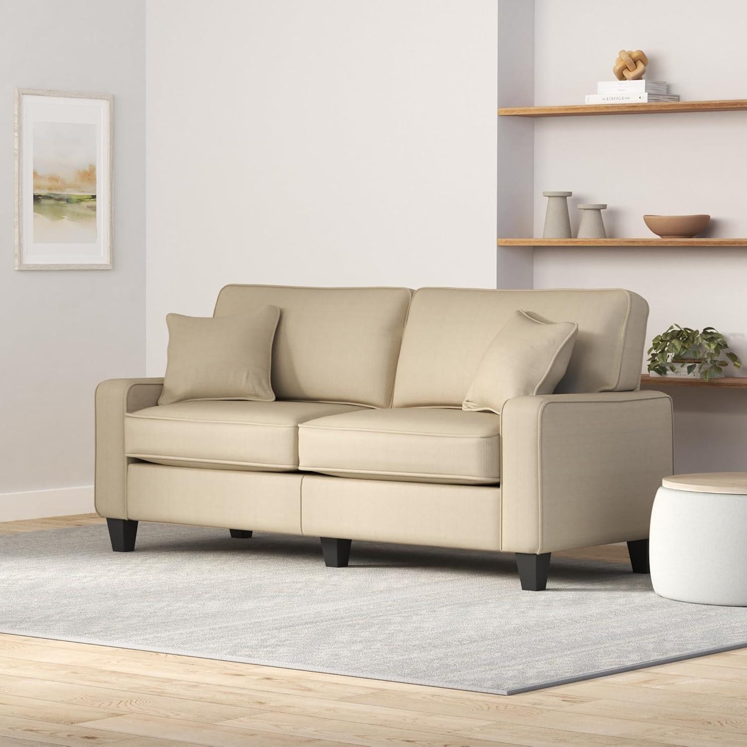 Serta Palisades 73" Track Arm Sofa, Easy Care Fabric, Soft Pillow Back, Pocket Coil Seat Cushions