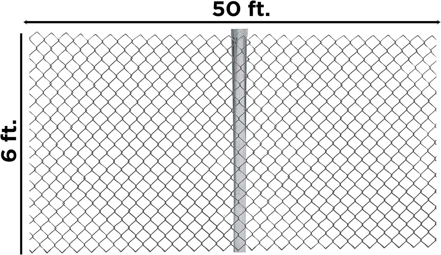 6 x 50 ft Galvanized Steel Chain Link Fence Kit with Hardware