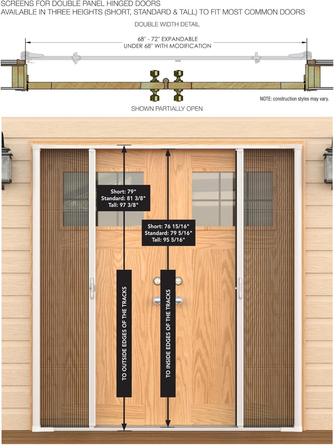 White Aluminum Full-View Retractable Double Screen Door 72" x 80"