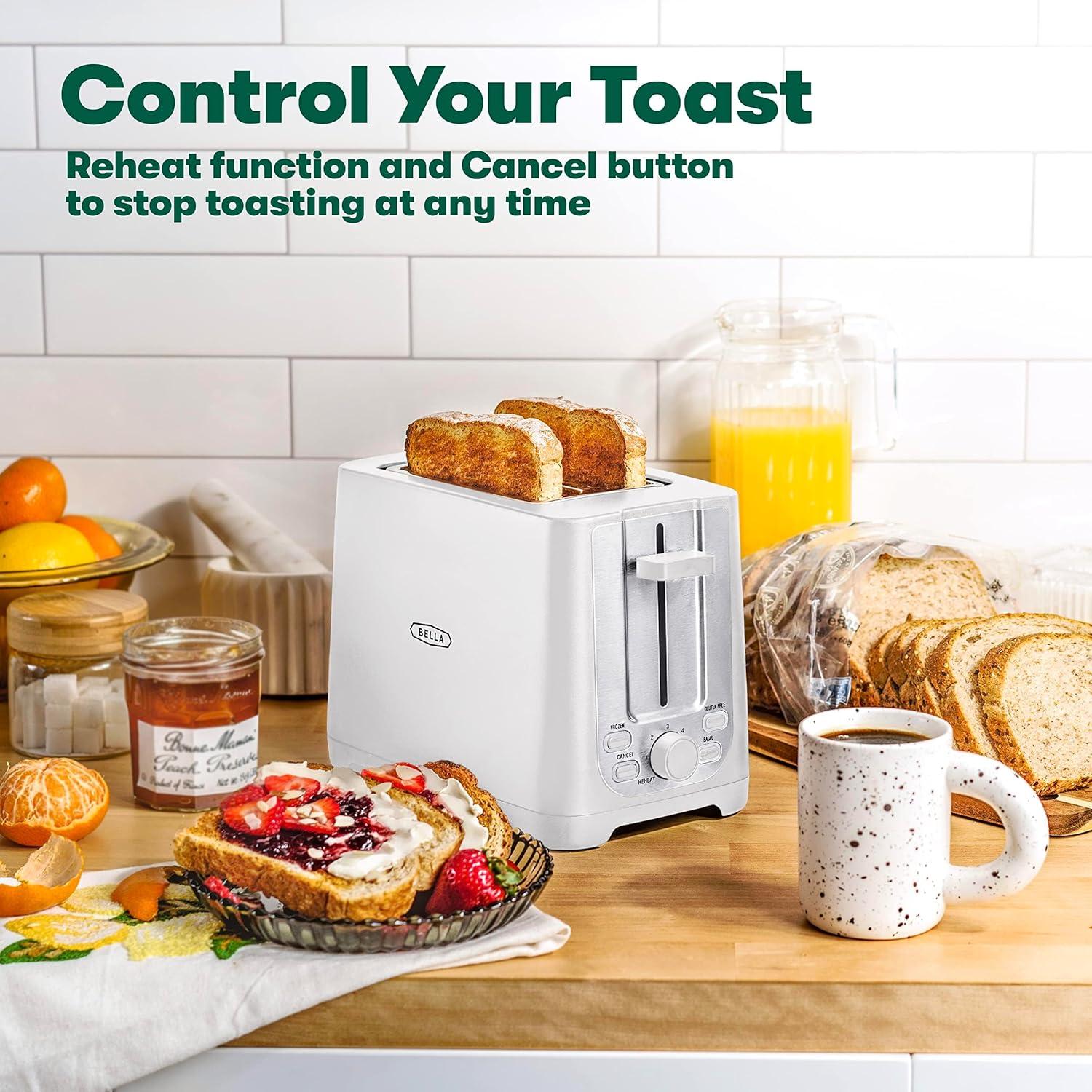 2-Slice Toaster with Auto Shutoff - Extra-Wide Slot and Removable Crumb Tray plus Cancel, Defrost and Reheat Functions - Toast, Bagels and Waffles