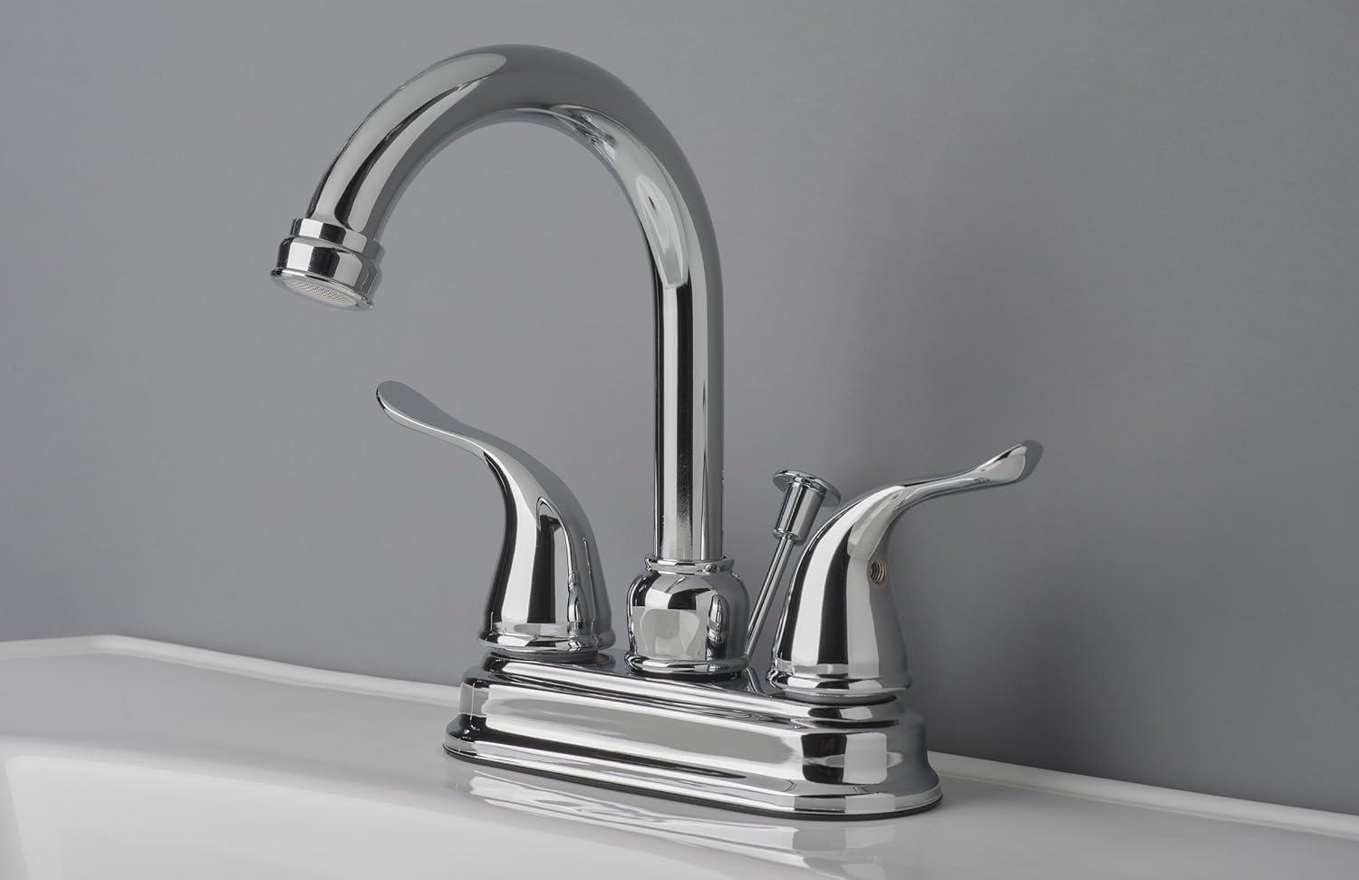 Two Handle Centerset Lavatory Faucet with Drain Assembly