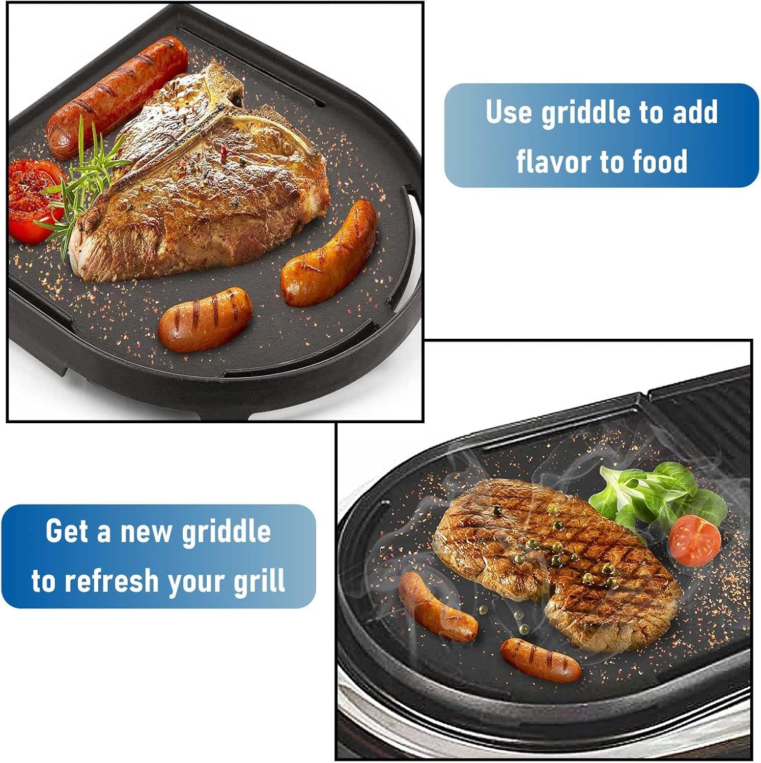 Cast Iron Half Grill Cooking Griddle for Coleman RoadTrip Swaptop Grills LX LXE LXX, Non-Stick Flat Cooking Pan BBQ Accessories, 1 Pack