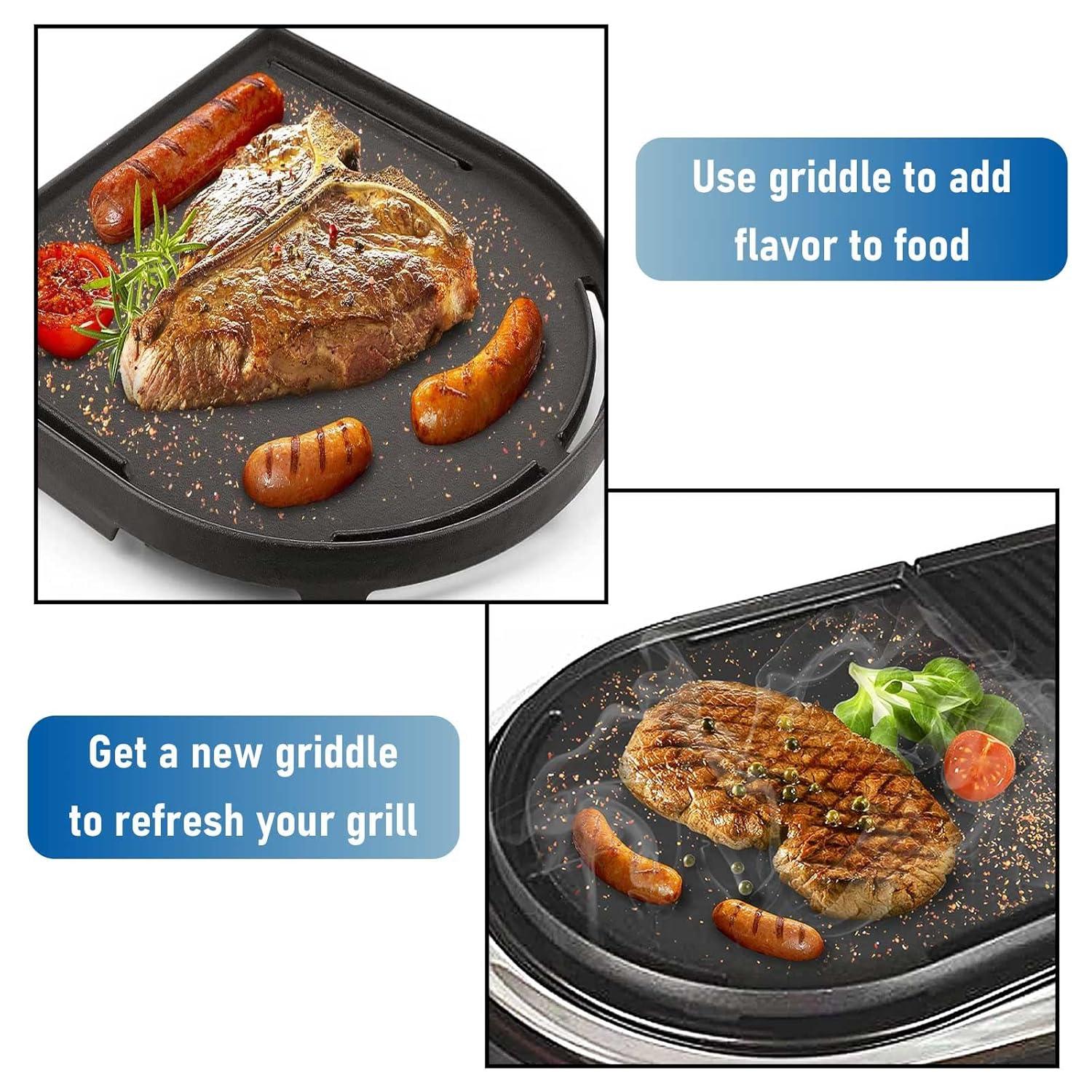 Cast Iron Half Grill Cooking Griddle for Coleman RoadTrip Swaptop Grills LX LXE LXX, Non-Stick Flat Cooking Pan BBQ Accessories, 1 Pack