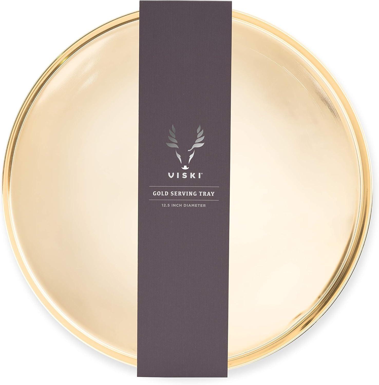 Round Serving Tray in Gold