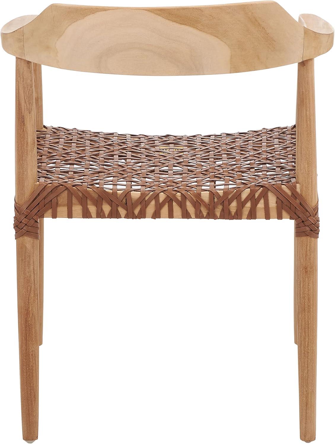 Munro Leather Woven Accent Chair  - Safavieh