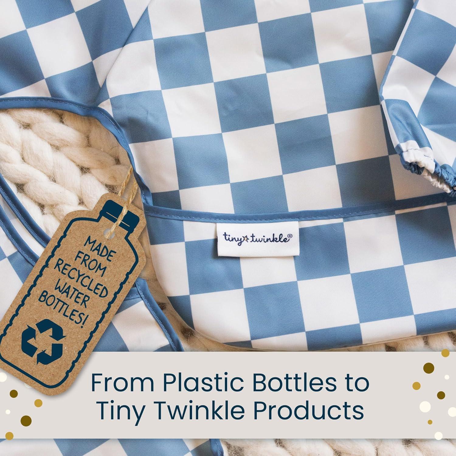 Tiny Twinkle 2-Pack Mess-Proof Apron Toddler Bib w/Tug-Proof Closure and BPA-Free (Sage Charcoal, Small 6-24 Months)