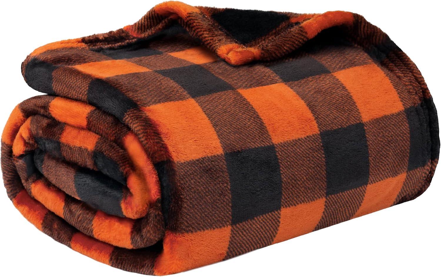 PAVILIA Premium Fleece Throw Blanket for Sofa Couch, Soft Flannel Plaid Stripe Decorative Print Blanket