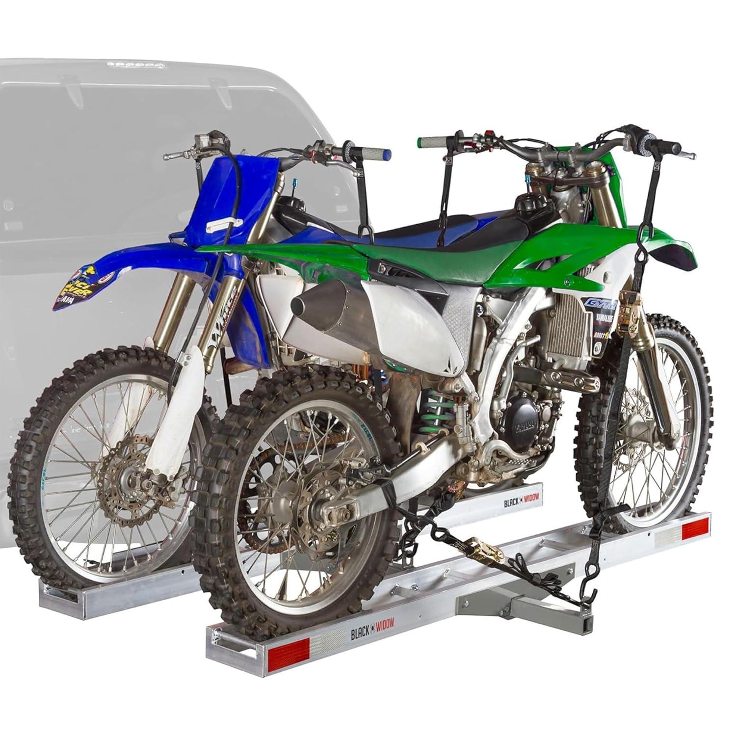 Black Widow Black Widow Double Motorcycle Carrier with Ramp for 2" Hitch, 600 Pound Capacity