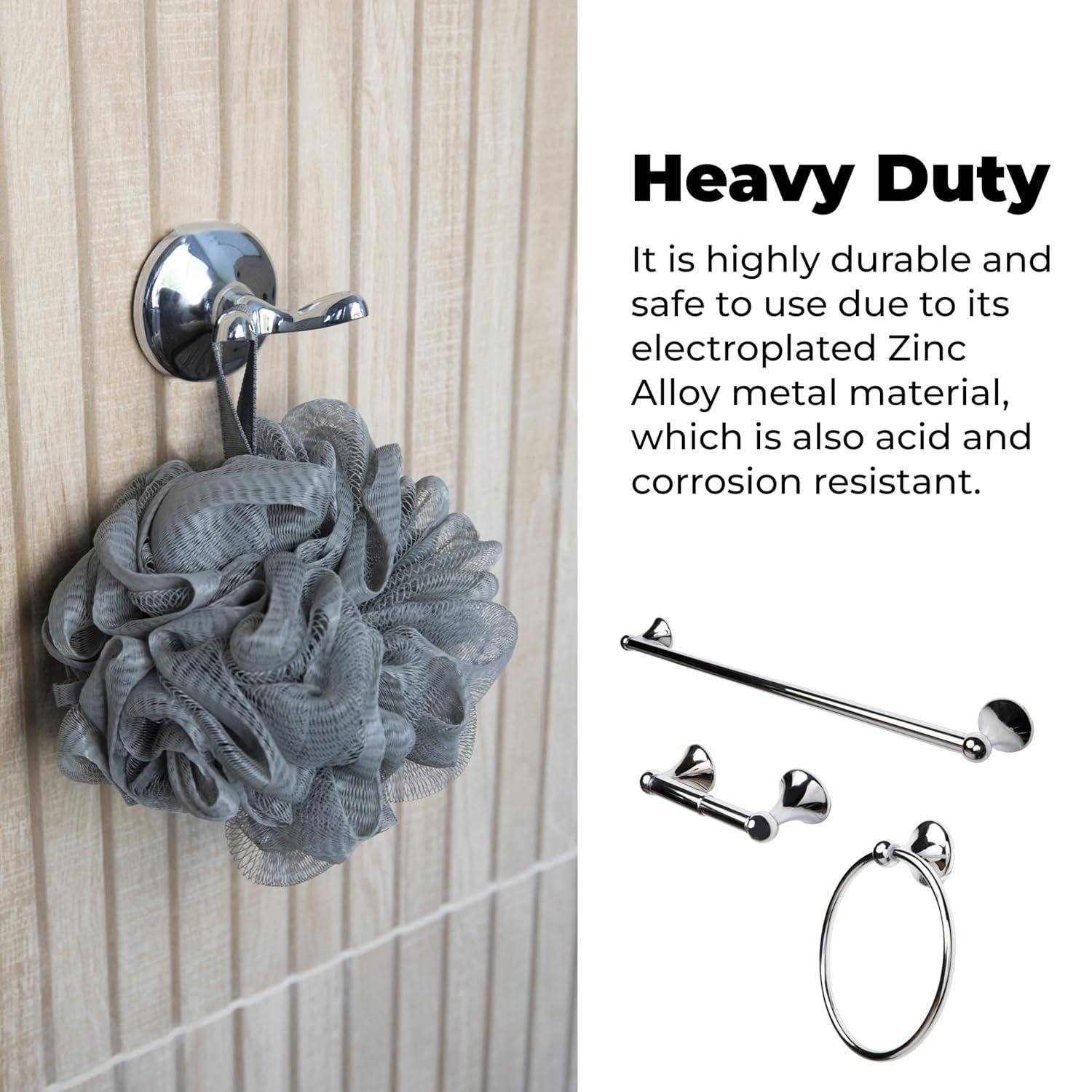 4-Piece Bathroom Hardware Accessory Set With 24" Towel Bar (Chrome Finish)