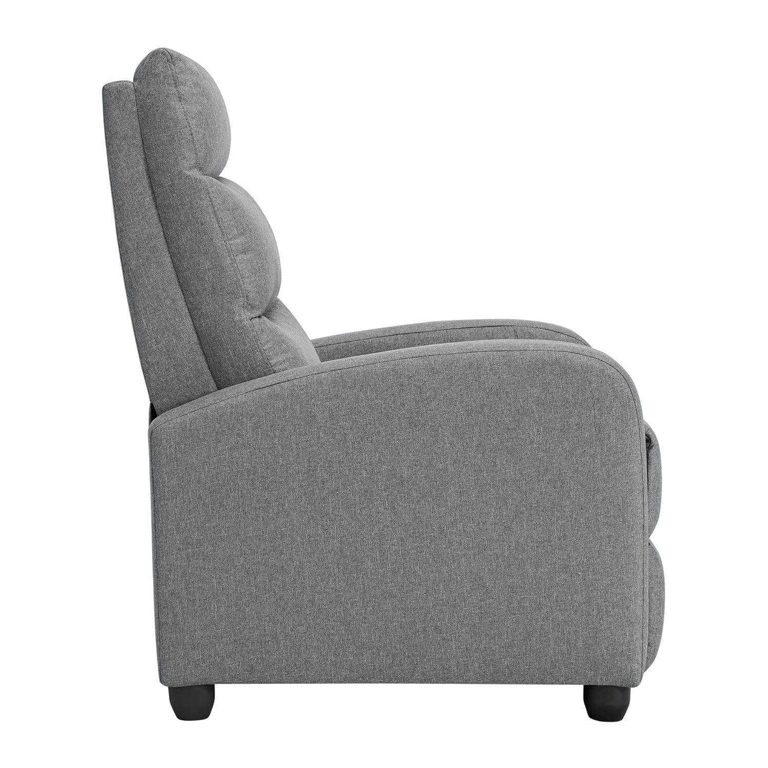 Recliner Chair for Adults Push Back Armchair Home Theater Seating with Lumbar Support Single Sofa for Living Room,Grey(Fabric)