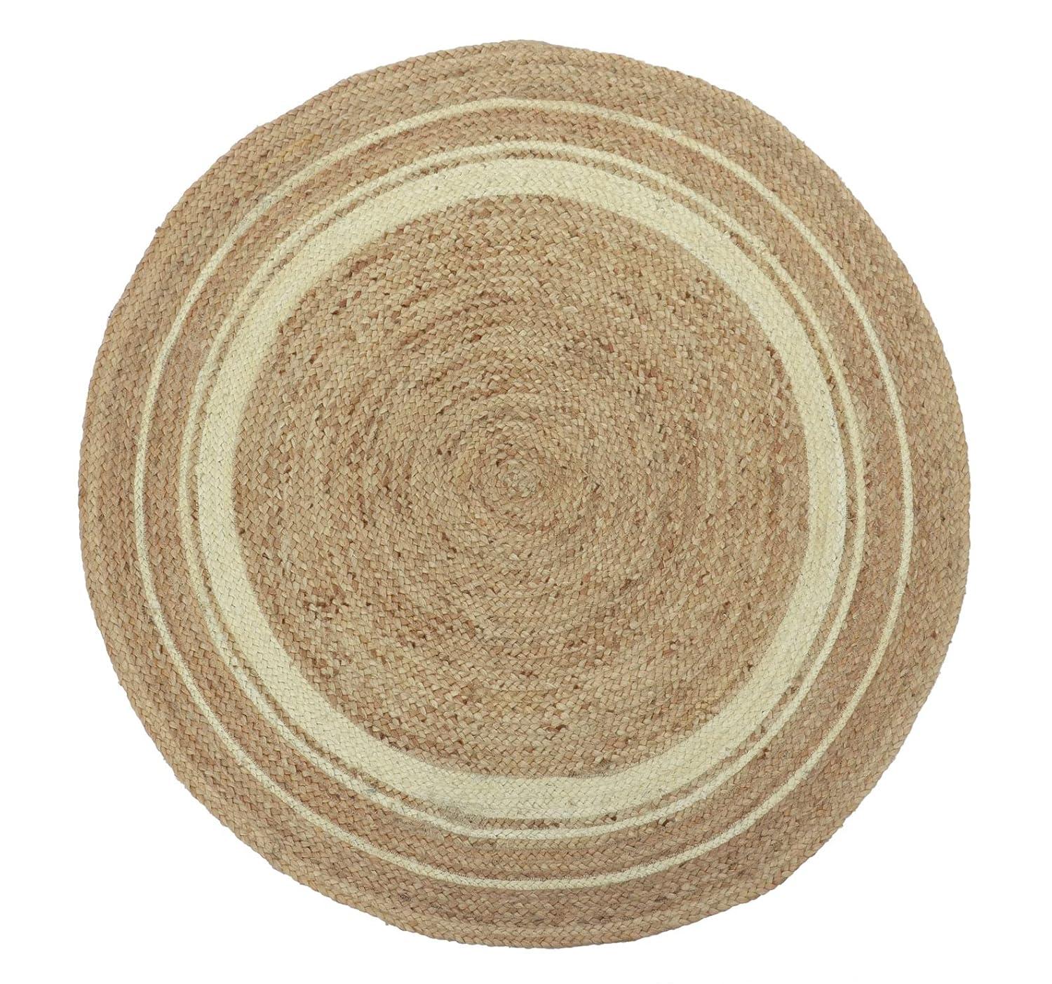 Nuloom Rikki Coastal Braided Jute Area Rug, Round 4', Off White