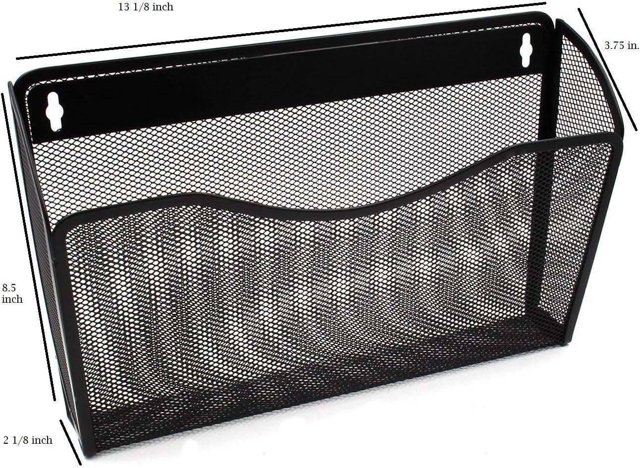 YBM HOME Mesh Wall Mount File Organizer Holder for Home and Office, Single Pocket Hanging File Holder for Folders, Documents, Letters, and Magazines, Silver 6 Pack