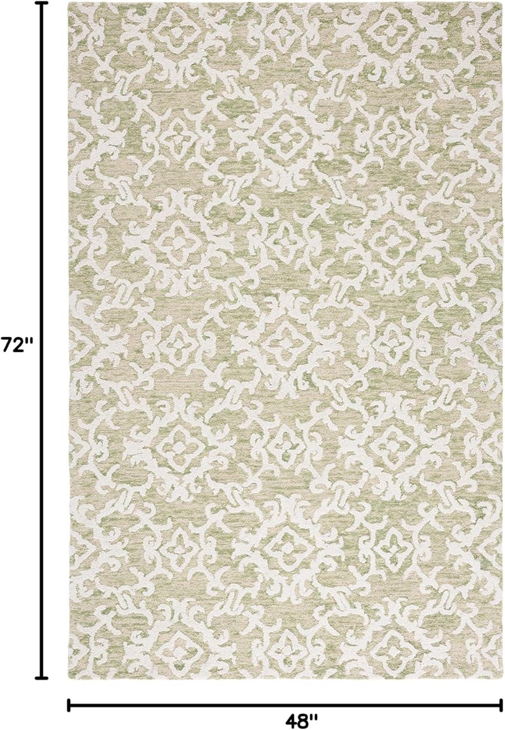 Blossom BLM104 Hand Tufted Area Rug - Light Green/Ivory - 4'x6' - Safavieh.