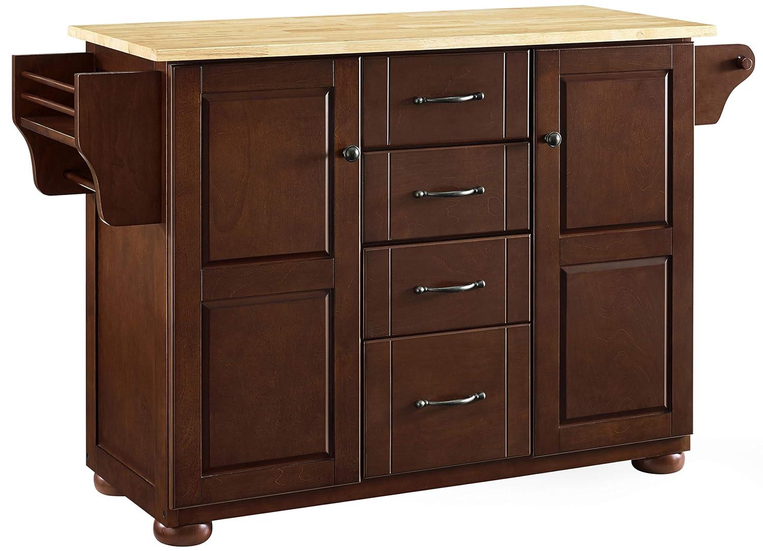 Crosley Eleanor Natural Wood Top Kitchen Island in Mahogany